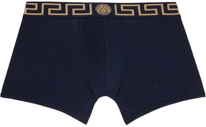 Photo: Versace Underwear Blue Greca Border Long Boxers
