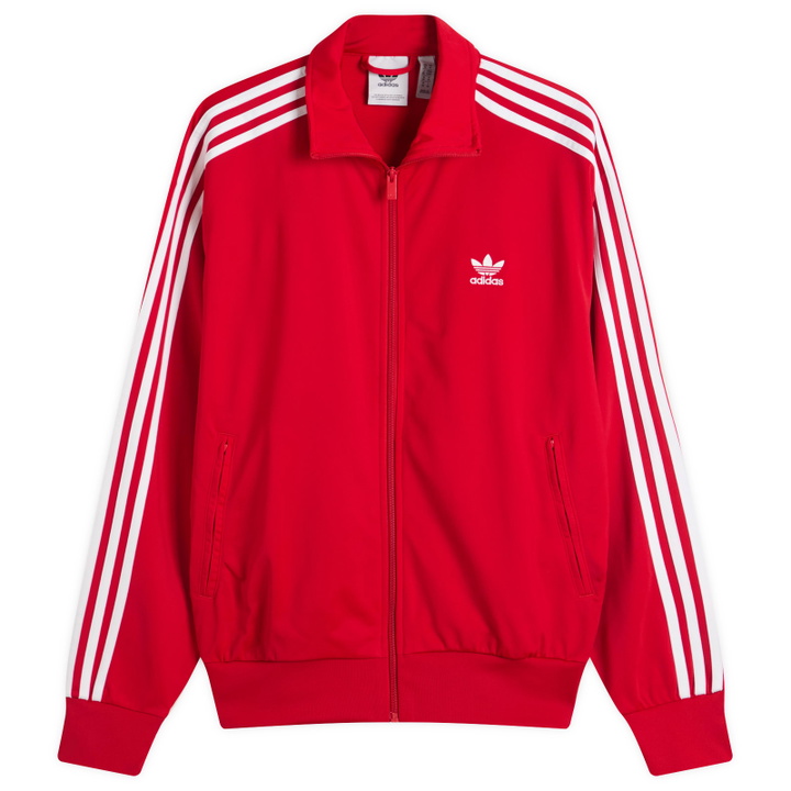 Photo: Adidas Firebird Track Top in Better Scarlet/White