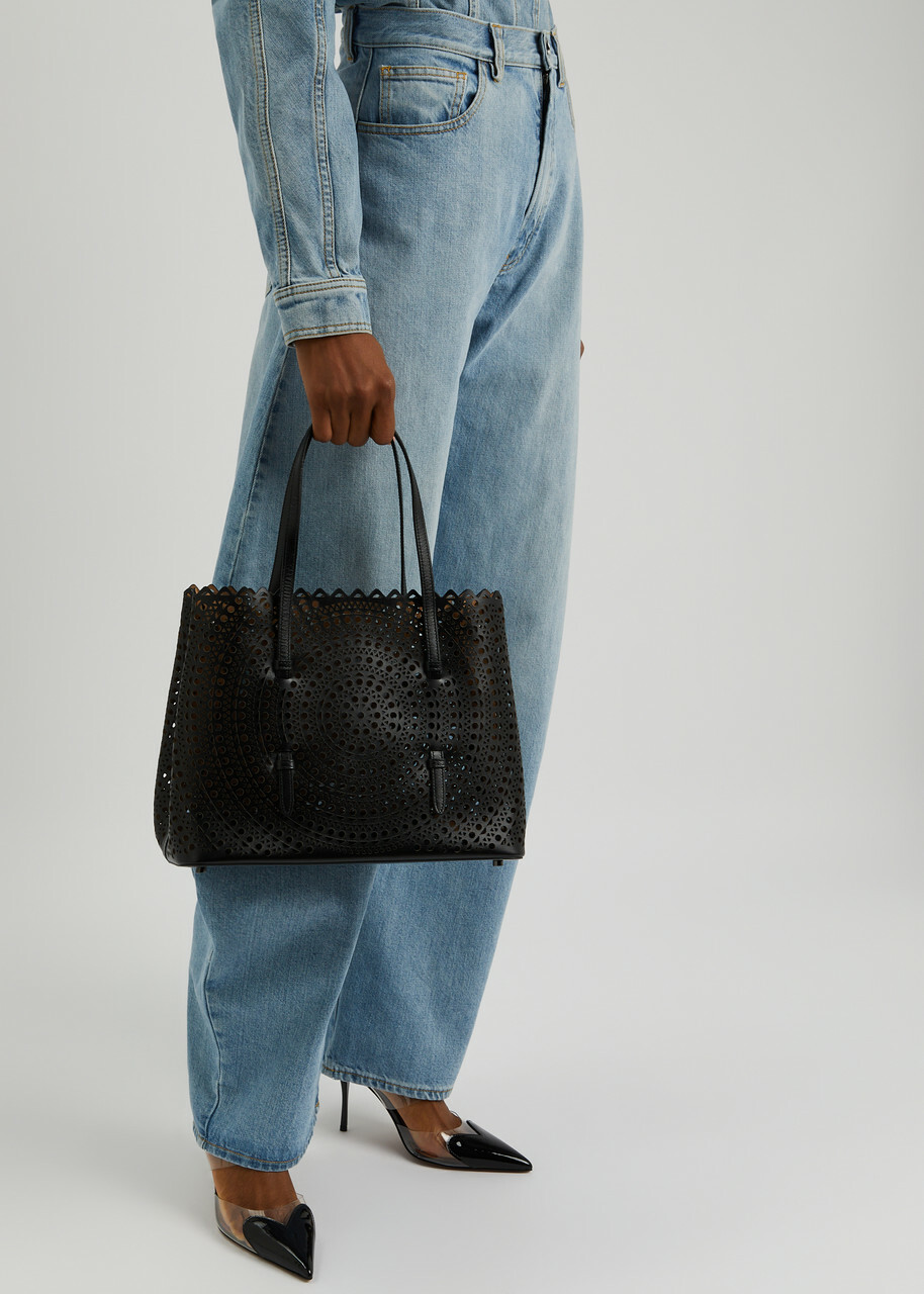 Alaïa Mina 32 Laser-cut Leather Tote - Black - One Size