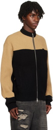ADER error Black & Beige Two-Way Zip Sweater