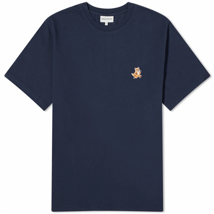 Photo: Maison Kitsuné Men's Speedy Fox Patch Comfort T-Shirt in Ink Blue