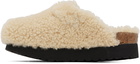 Birkenstock Off-White Boston Big Buckle Shearling Clogs