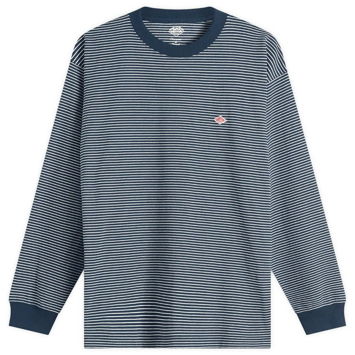 Danton Men's Long Sleeve Stripe T-Shirt in Green/White Stripe