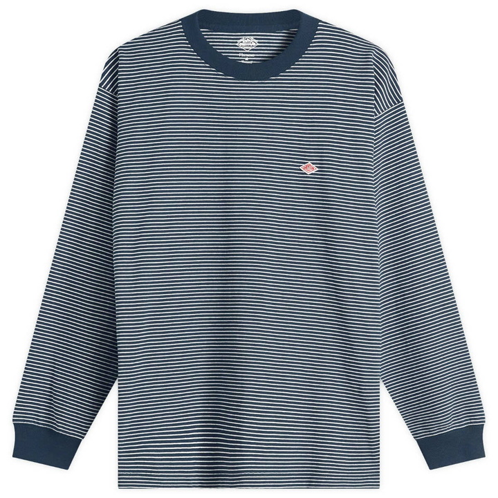 Photo: Danton Men's Long Sleeve Stripe T-Shirt in Green/White Stripe