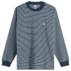 Danton Men's Long Sleeve Stripe T-Shirt in Green/White Stripe