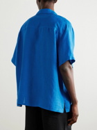 LOEWE - Paula's Ibiza Convertible-Collar Logo-Embroidered Linen Shirt - Blue