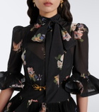 Zimmermann Floral pleated ruffled midi dress