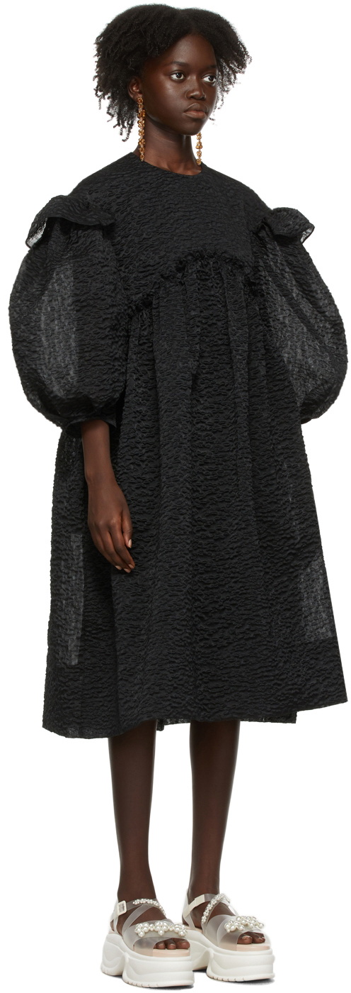 puff sleeve smock dress ASOS DESIGN quilted velvet mini in black Pair with knee Simone Rocha Black Signature Sleeve