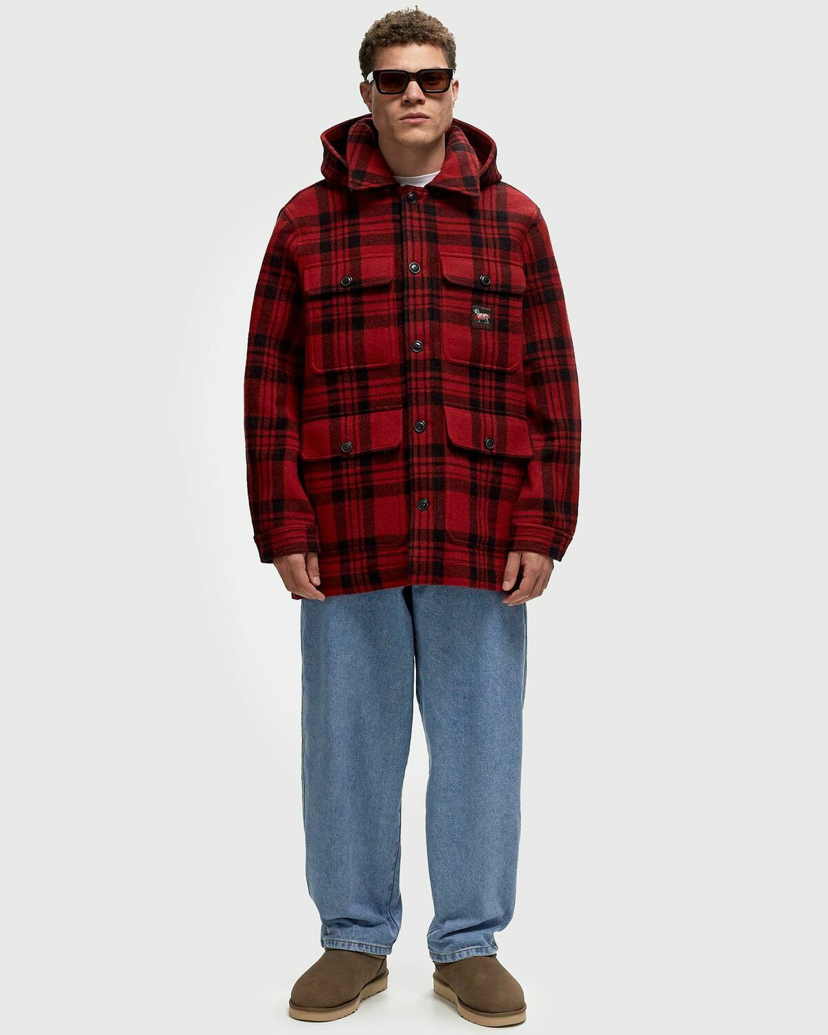 新品未使用ウールリッチ PLAID CRUISER HOODED JACKET WOOLRICH BLACK LABEL - PLAID CRUISER HOODED JACKET Red Mens Coat