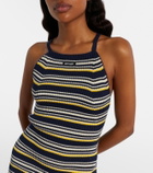 Miu Miu Striped open-back cotton-blend minidress