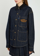 House OF Sunny Designer-embroidered Denim Shirt Indigo