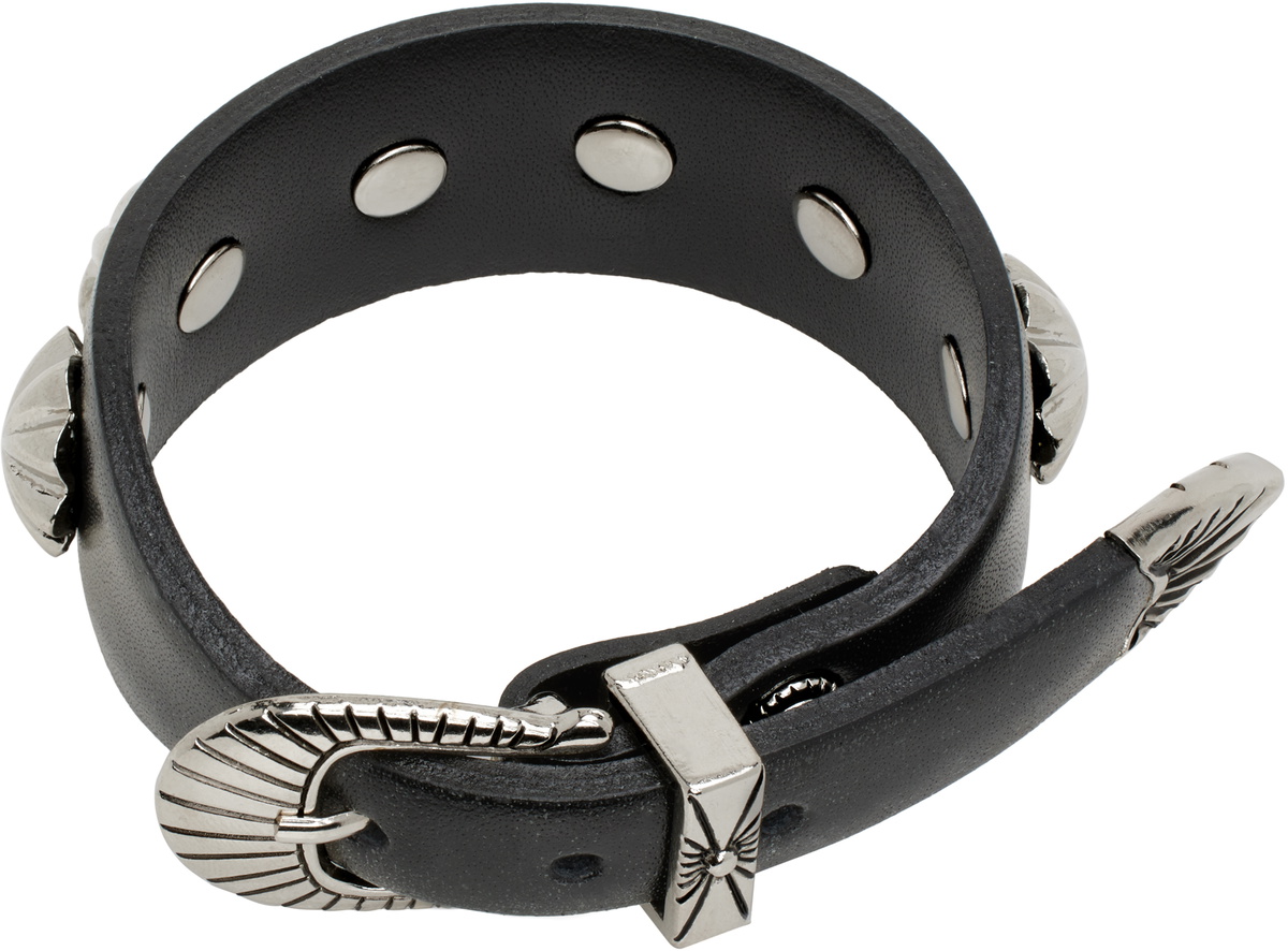 アクセサリー TOGA PULLA Concho leather bangle Toga Pulla Black Concho Leather Bangle Bracelet Toga Pulla