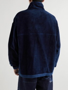 Story Mfg. - Polite Crochet-Trimmed Embroidered Organic Cotton-Velvet Sweatshirt - Blue