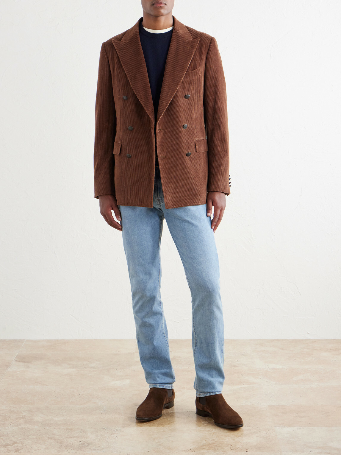 Canali - Capri Double-Breasted Cotton-Corduroy Blazer - Brown