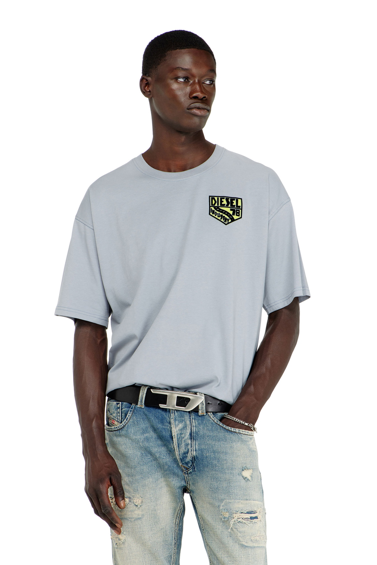 Diesel Faded tank top with puffy Oval D - T-Shirts Mens in Brown
