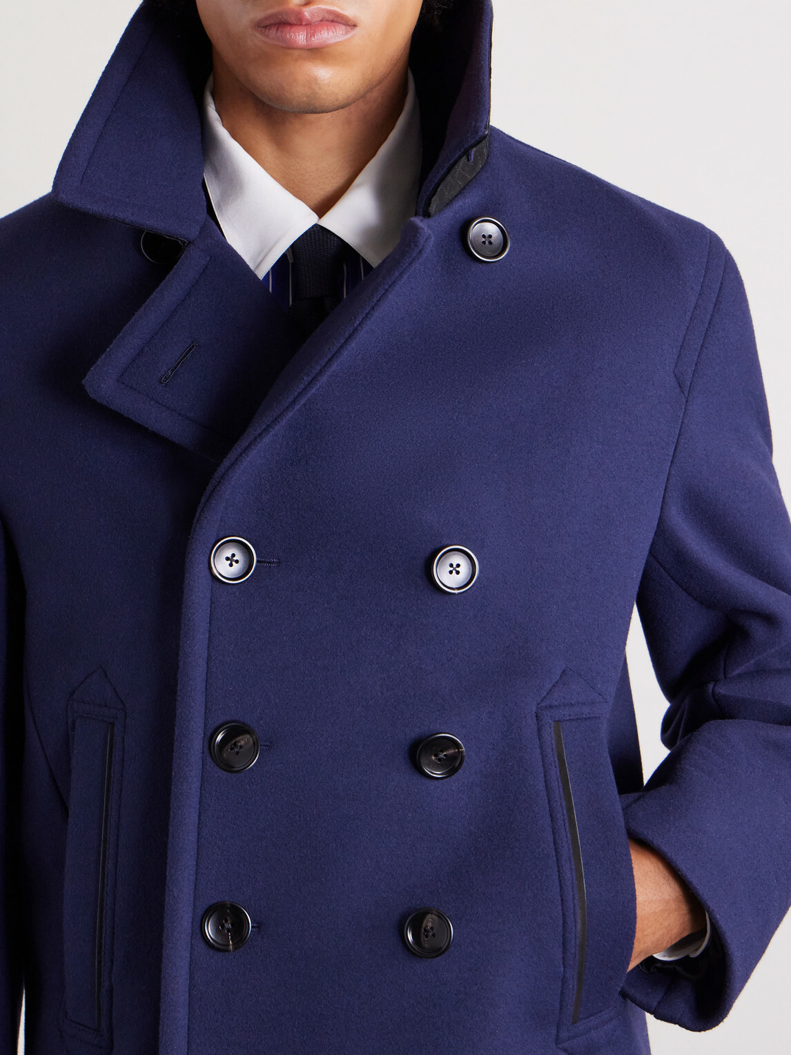 TOM FORD - Double-Breasted Wool Coat - Blue