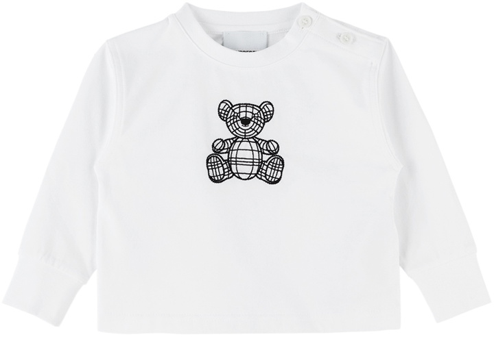 Photo: Burberry Baby White Embroidered Long Sleeve T-Shirt