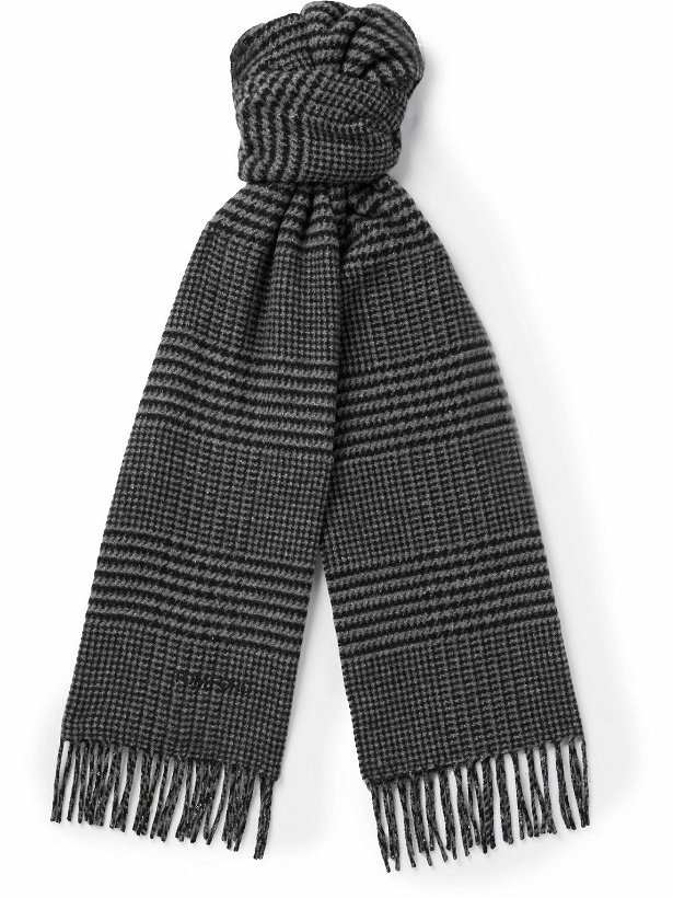 Photo: TOM FORD - Fringed Houndstooth Wool, Cashmere and Silk-Blend Scarf