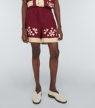 Bode - Moonflower appliqué cotton shorts