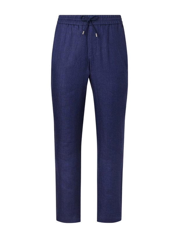 Photo: SEASE - Summer Mindset Straight-Leg Linen and Cotton-Blend Drawstring Trousers - Blue