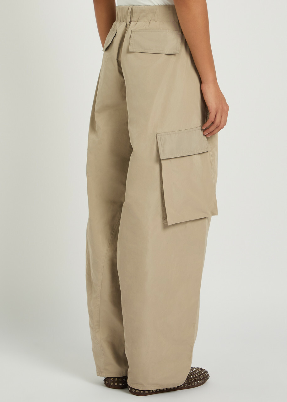 Alaïa Barrel-leg Taffeta Cargo Trousers Cream