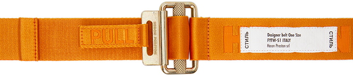 Photo: Heron Preston Orange & Gold Tape Belt