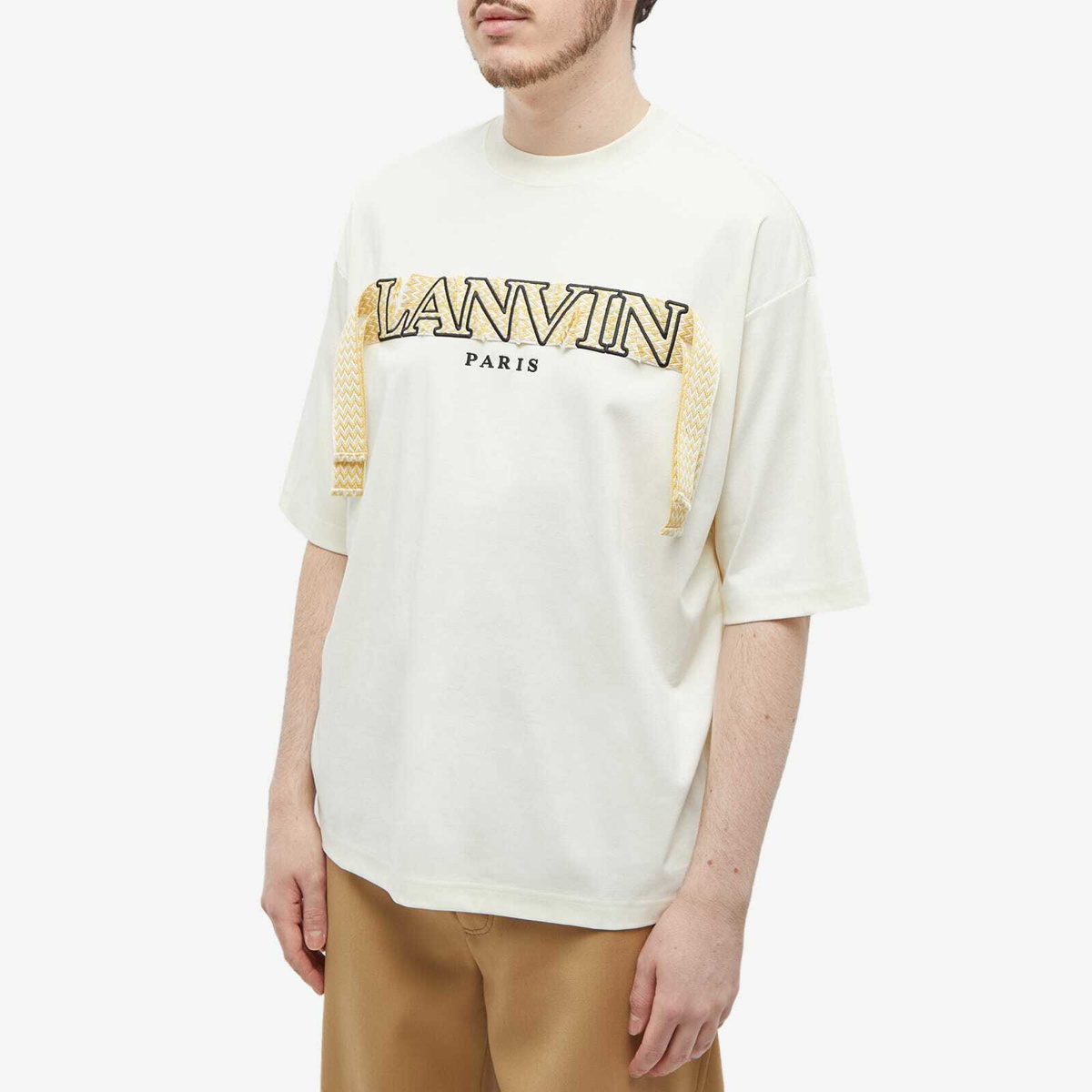 Lanvin Men's Curb Lace T-Shirt in Milk Lanvin
