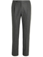 De Petrillo - Straight-Leg Pleated Brushed Virgin Wool-Flannel Trousers - Gray