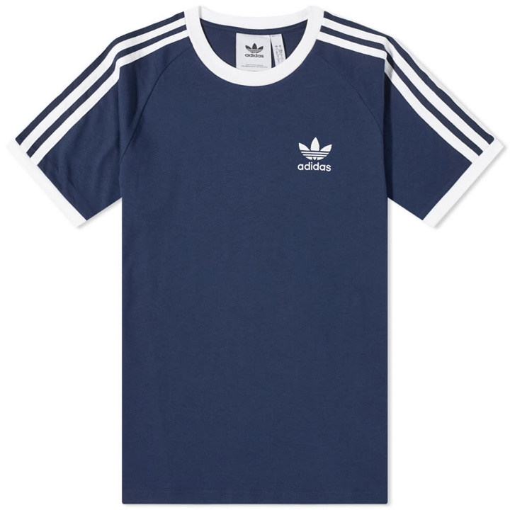 Photo: Adidas Men's 3 Stripe T-Shirt in Night Indigo