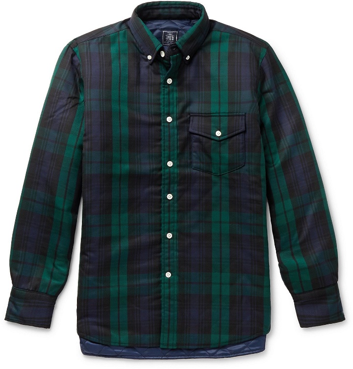 Photo: J.Press - Quilted Checked Wool-Blend Overshirt - Blue