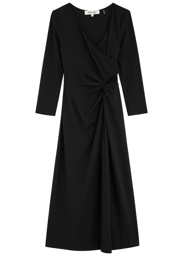 Photo: Diane Von Furstenberg Shiri Knotted Jersey Midi Dress Black
