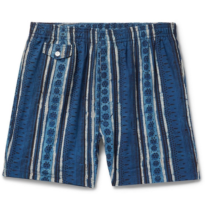 Photo: Beams Plus - Printed Cotton Shorts - Storm blue