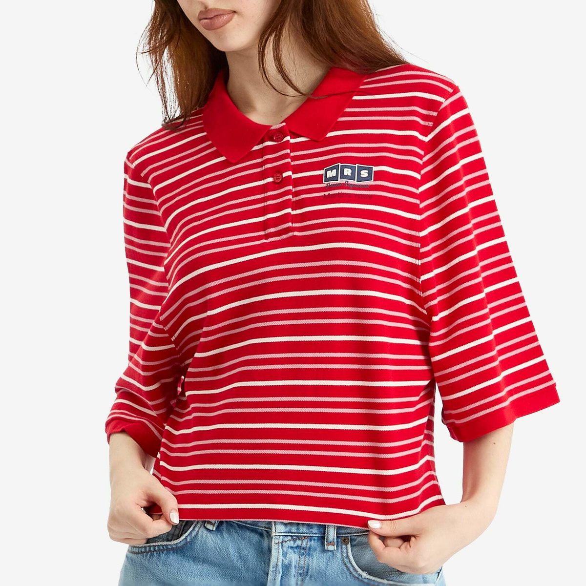 Martine Rose Women's Polo T-Shirt in Red/White Stripe