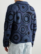 The Elder Statesman - Strata Crocheted Cotton Jacket - Blue