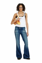Diesel Bootcut Jeans Low Waist D-Hush - Jeans Womens in Blue