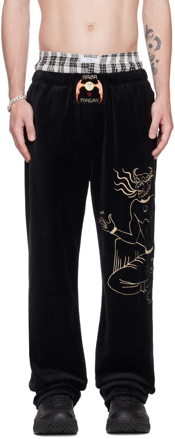 Raga Malak Black Embroidered Lounge Pants