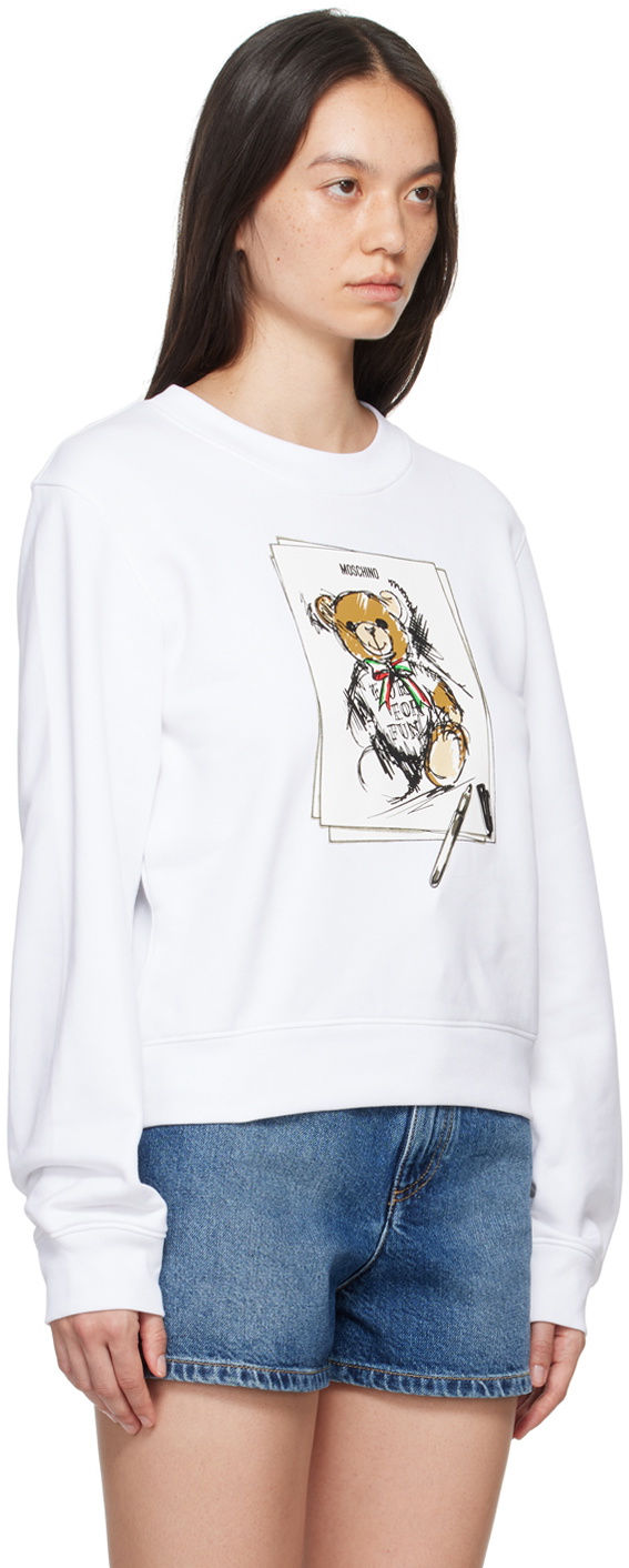 Moschino White Teddy Bear Sweatshirt