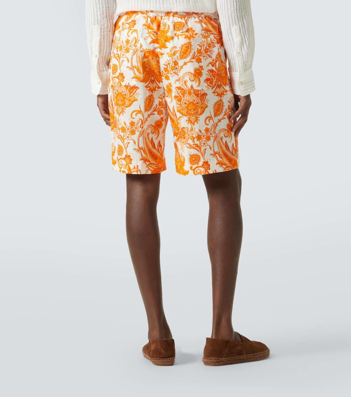 Etro Printed linen Bermuda shorts