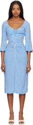 GANNI Blue Gingham Midi Dress