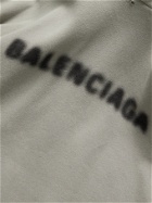 BALENCIAGA - Oversized Distressed Logo-Print Cotton-Jersey Hoodie - Gray