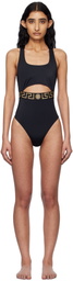 Versace Underwear Black Greca Border One-Piece Swimsuit
