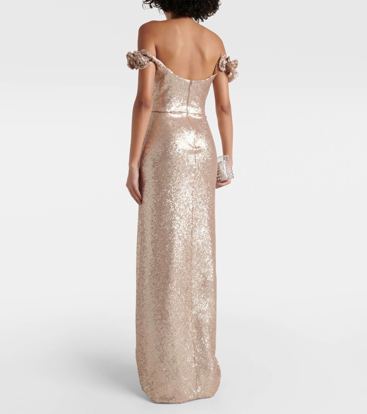 Costarellos Vespera off-shoulder sequined gown Costarellos