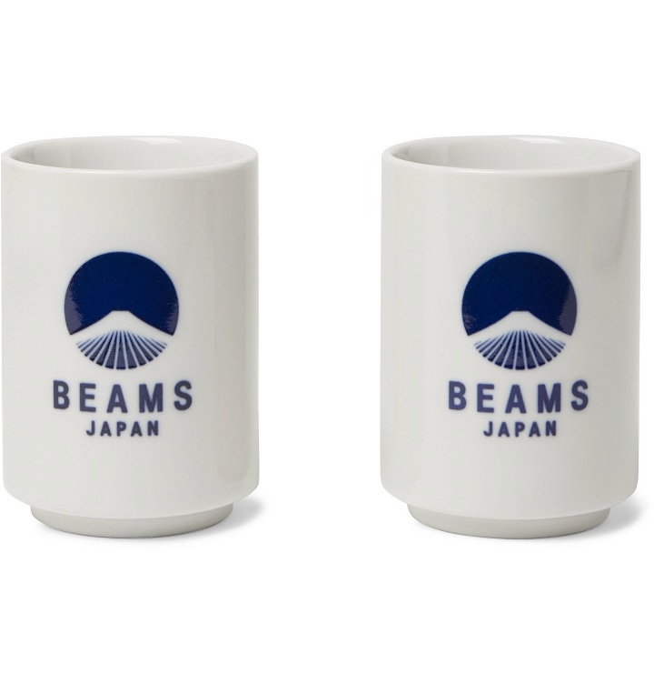 Photo: BY JAPAN - Beams Set of Two Logo-Print Ceramic Cups - Neutrals