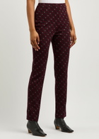 Diane Von Furstenberg Tavolara Jacquard Slim-leg Knitted Trousers Plum