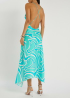 Pucci Abito Printed Silk-twill Midi Dress Turquoise