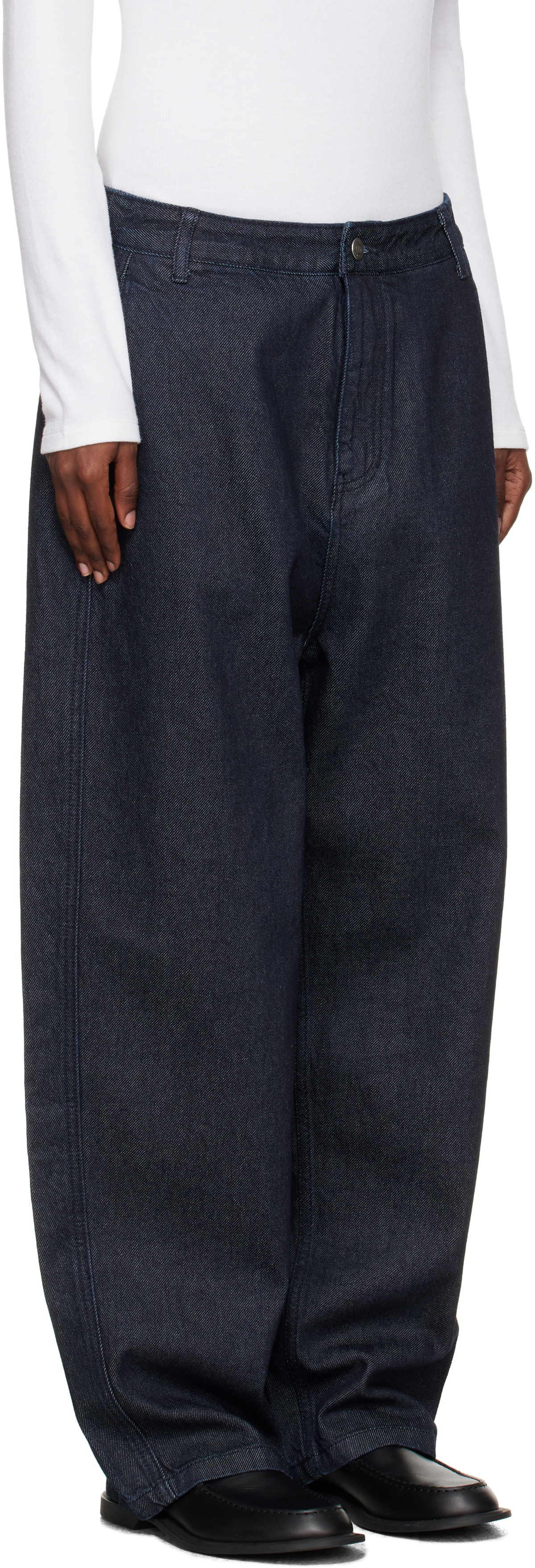 LE17SEPTEMBRE Navy Side Seam Wide Jeans