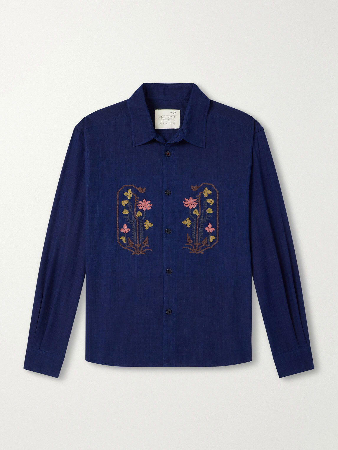 Kardo - Luis Embroidered Cotton Shirt - Blue