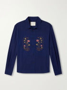 Kardo - Luis Embroidered Cotton Shirt - Blue