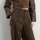 Auralee Women's Flannel Two-Tuck Trousers in Dark Brown