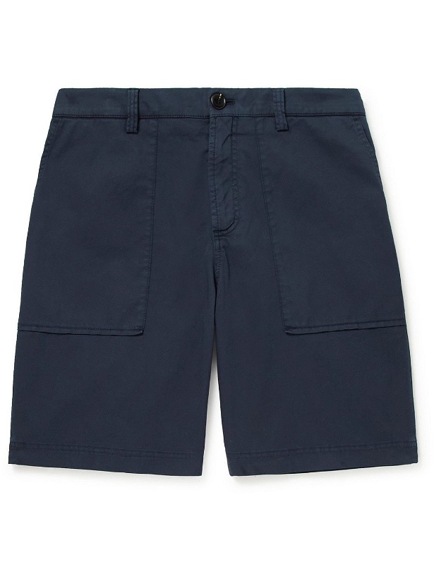 Photo: Brunello Cucinelli - Straight-Leg Garment-Dyed Cotton-Blend Twill Shorts - Blue